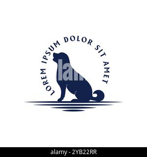 Sitting Dog Silhouette for Pet Canine Badge Emblem Label Logo Design Vector Stock Vector