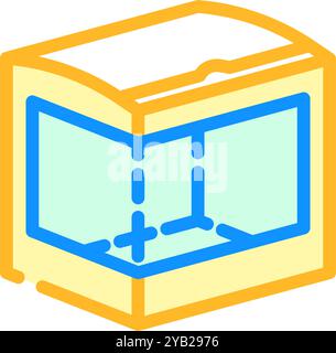 box with window cardboard packaging line icon vector. box with window ...