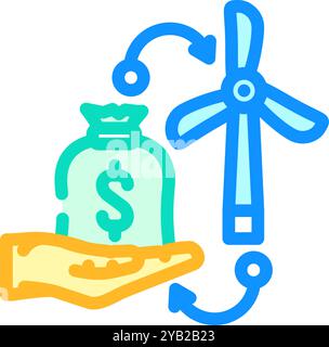 renewable credit energy conservation color icon vector illustration Stock Vector