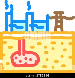 power station geothermal energy color icon vector illustration Stock ...