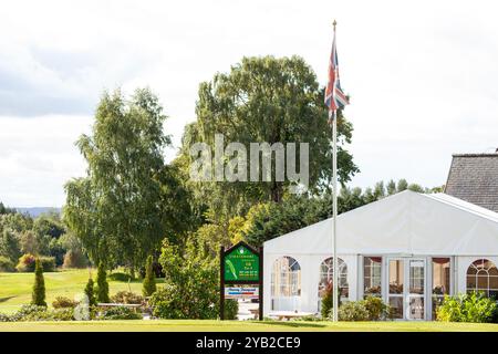 People playing golf on Strathmore Golf Course near  Alyth, Perth and Kinross, Scotland Stock Photo