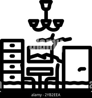 water rising inside home line icon vector. water rising inside home ...
