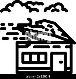 damaged roof hurricane disaster line icon vector illustration Stock ...