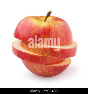 Sliced ​​red apple isolated on white background, template for a designer Stock Photo