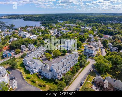 Atlantic district aerial view along the coast near Nantasket Beach in historic town center of Hull, Massachusetts MA, USA. Stock Photo