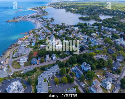 Atlantic district aerial view along the coast near Nantasket Beach in historic town center of Hull, Massachusetts MA, USA. Stock Photo