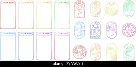 Astrology set of elements in tarot card aesthetic. Stock vector illustration in flat style. Stock Vector