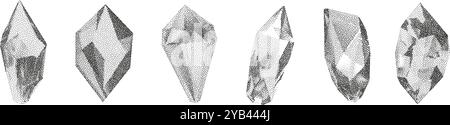Cube, cylinder, triangle, rhombus with grainy dot texture. Vector illustration Stock Vector