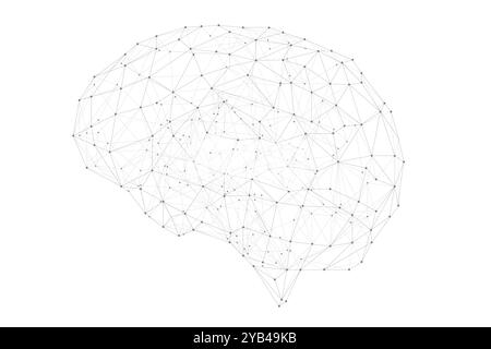 Artificial Neural Network. Brain as artificial intelligence network. Abstract brain made of connected nodes. Stock Vector