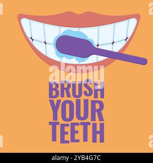 Brush Your Teeth Vector Illustration. brushing teeth sign vector. dental hygiene vector Stock Vector