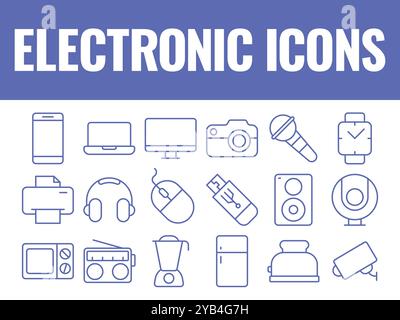 Electronic Devices Icons Set Vector. Electric Device vector icons. home devices computer icons Stock Vector