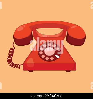 Vintage Telephone vector icon. old classic telephone illustration. Stock Vector