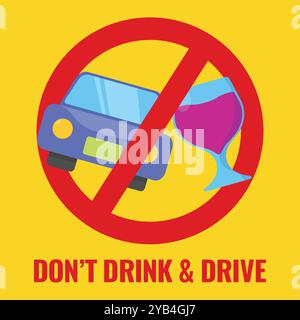 Don't Drink and Drive vector illustration. drink and driving caution sign vector Stock Vector