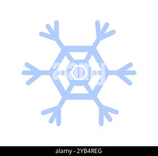 Blue snowflake sticker. Winter season and snowy weather. Christmas and New Year pattern and ornament. Sticker for social networks. Flat vector Stock Vector