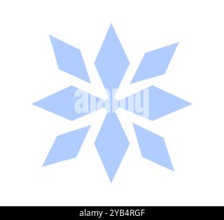 Blue snowflake sticker. Winter season and snowy cold weather. Noel Eve pattern and ornament. Sticker for social media. Flat vector illustration Stock Vector