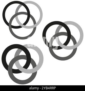 Overlapping circles icon. Interlocking rings vector. Geometric abstract symbol. Circular pattern design. Stock Vector