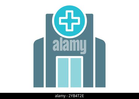 Hospital icon. solid icon style. icon related to medical. health elements vector illustration Stock Vector