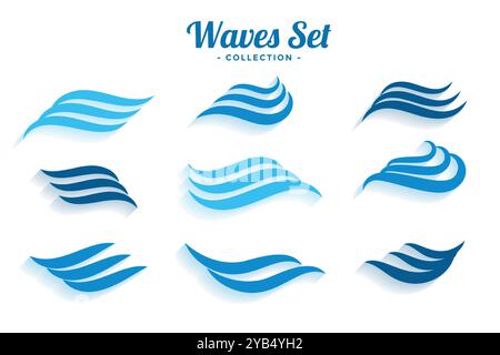 set of waves logo styles with shadow Stock Vector Image & Art - Alamy