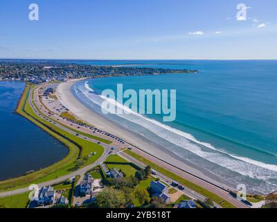 Easton Beach aerial view in fall between city of Newport and Middletown ...