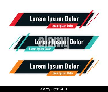 dark theme lower third geometric banner design Stock Vector