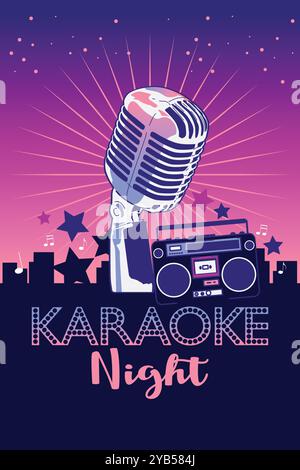 A vector illustration of Karaoke Night Poster Banner Stock Vector