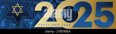 Happy New Year 2025, festive pattern with Israel design concept on color background Stock Vector