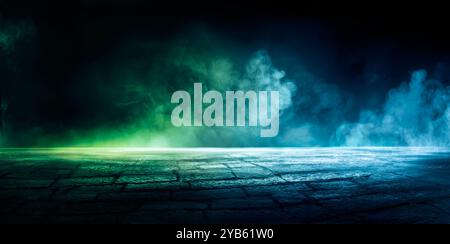 Smoke And Fog In The Street - Mist In Dark Night - Abstract Defocused Background Stock Photo