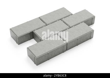 Grey concrete pavement brick isolated - 3d rendering Stock Photo