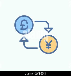 Currency Exchange icon with Pound and Yen. Stock Vector