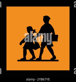 School bus sign - schoolchildren transportation (Austria), Additional auxiliary signs, Further signs, Retired signs, Road signs in Austria (German: St Stock Vector