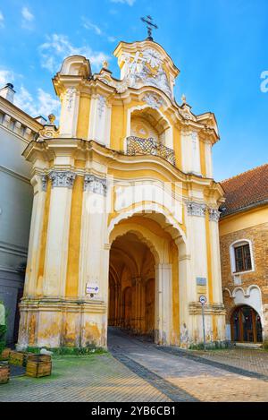 Vilnius, Lithuania - June 17, 2015: Gates of Dawn is a street in the historic part of the old city of Vilnus. Lithuania. Stock Photo