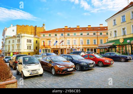 Vilnius, Lithuania - June 17, 2015: Gates of Dawn is a street in the historic part of the old city of Vilnus. Lithuania. Stock Photo