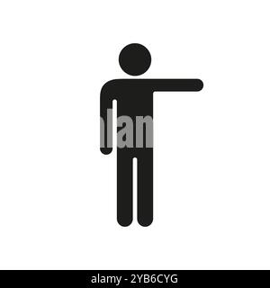 Man Pointing Right Icon. Stick Figure Point Action Direction Navigation ...