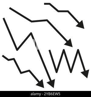 Decline chart icon. Falling arrow symbol. Economic downturn illustration. Vector trend design. Stock Vector