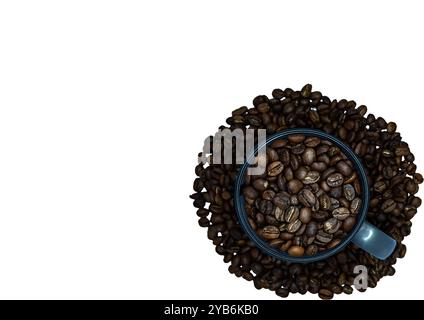 The coffee beans displayed on a plain white background. Stock Photo