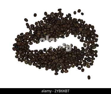 The coffee beans displayed on a plain white background. Stock Photo
