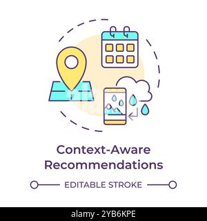 Context-aware recommendations multi color concept icon Stock Vector