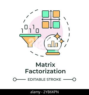 Matrix factorization multi color concept icon Stock Vector