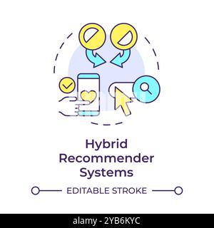 Hybrid recommender systems multi color concept icon Stock Vector