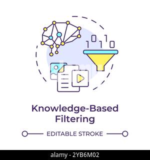 Knowledge-based filtering multi color concept icon Stock Vector
