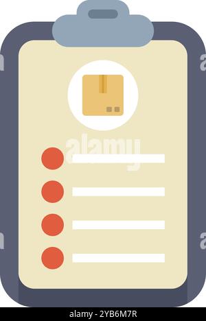 Clipboard showing delivery checklist with cardboard box icon, concept of parcel tracking Stock Vector