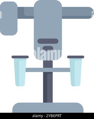 Vortex mixer machine standing on laboratory table with test tubes filled with blue liquid inside Stock Vector