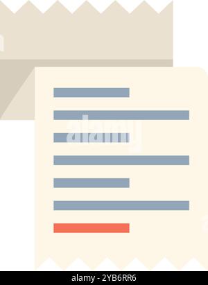 Paper receipt being printed out from a pos terminal with a serrated edge Stock Vector