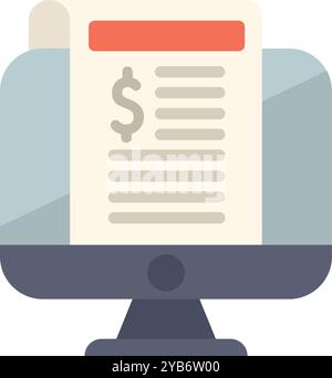 Computer screen showing financial data analysis with dollar sign, concept of online banking or business document Stock Vector