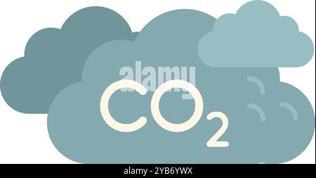 Flat vector icon of co2 emission from clouds showing air pollution Stock Vector