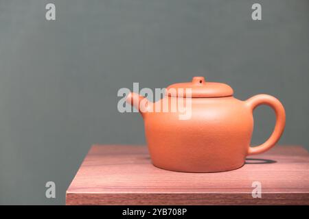 side view of Chinese Yixing clay teapot. Stock Photo