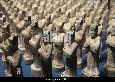 many old ancient Chinese figurines in Ming Dynasty. Cultural relic in China Stock Photo