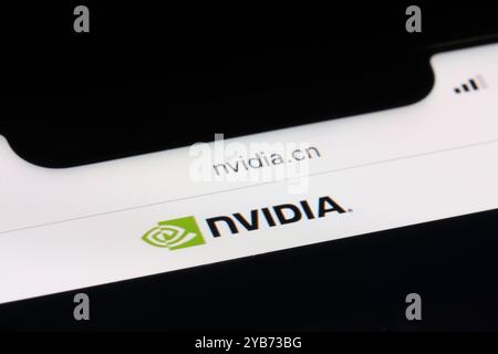 close up Nvidia Corporation brand logo on website on screen Stock Photo
