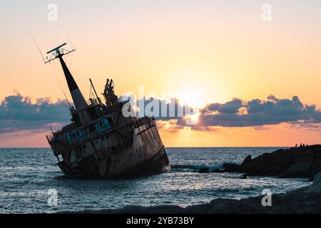 'The EDRO III ran aground off Pegeia on 8 Oct 2011 in heavy seas, during a voyage to Rhodes, from Limassol. Paphos, Cyprus. Stock Photo