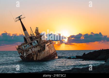 'The EDRO III ran aground off Pegeia on 8 Oct 2011 in heavy seas, during a voyage to Rhodes, from Limassol. Paphos, Cyprus. Stock Photo